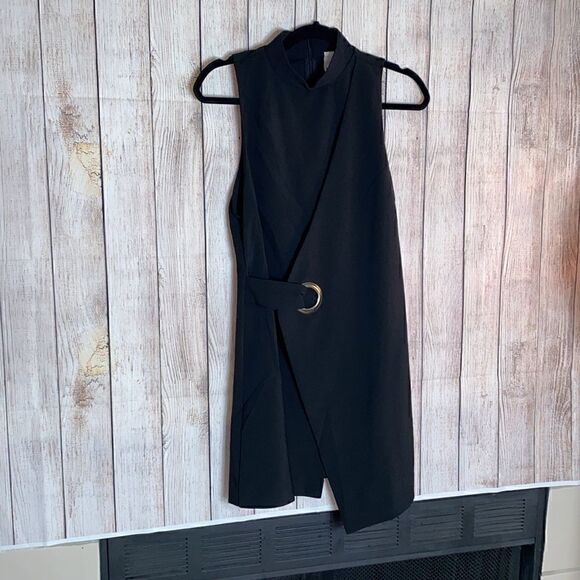 Mink Pink Dress Womens Size Medium Y2K eyelet faux wrap Asymmetrical Black NWT - Picture 7 of 12